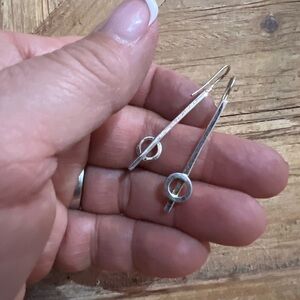 Sterling Silver bar circle trendy Dangle Earrings